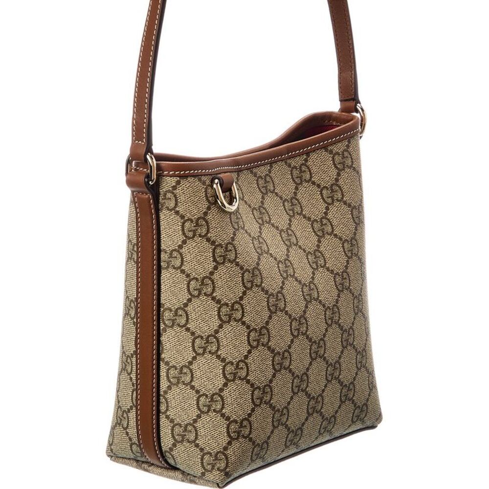 Gucci Gg Emblem Nano Gg Supreme Canvas & Leather Bucket Bag, Brown - Picture 3 of 4